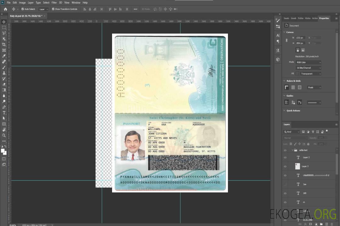 Passeport de Saint-Kitts-et-Nevis template Passeport de Saint-Kitts-et-Nevis template